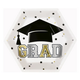 Starry Graduation "Grad" Hexagon Shaped 9.25" Paper Plates  8ct